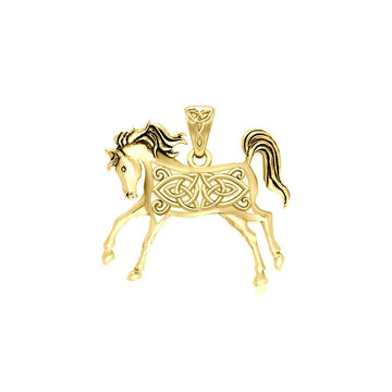 Celtic Running Horse 14K Gold Pendant GPD5738 - Jewelry